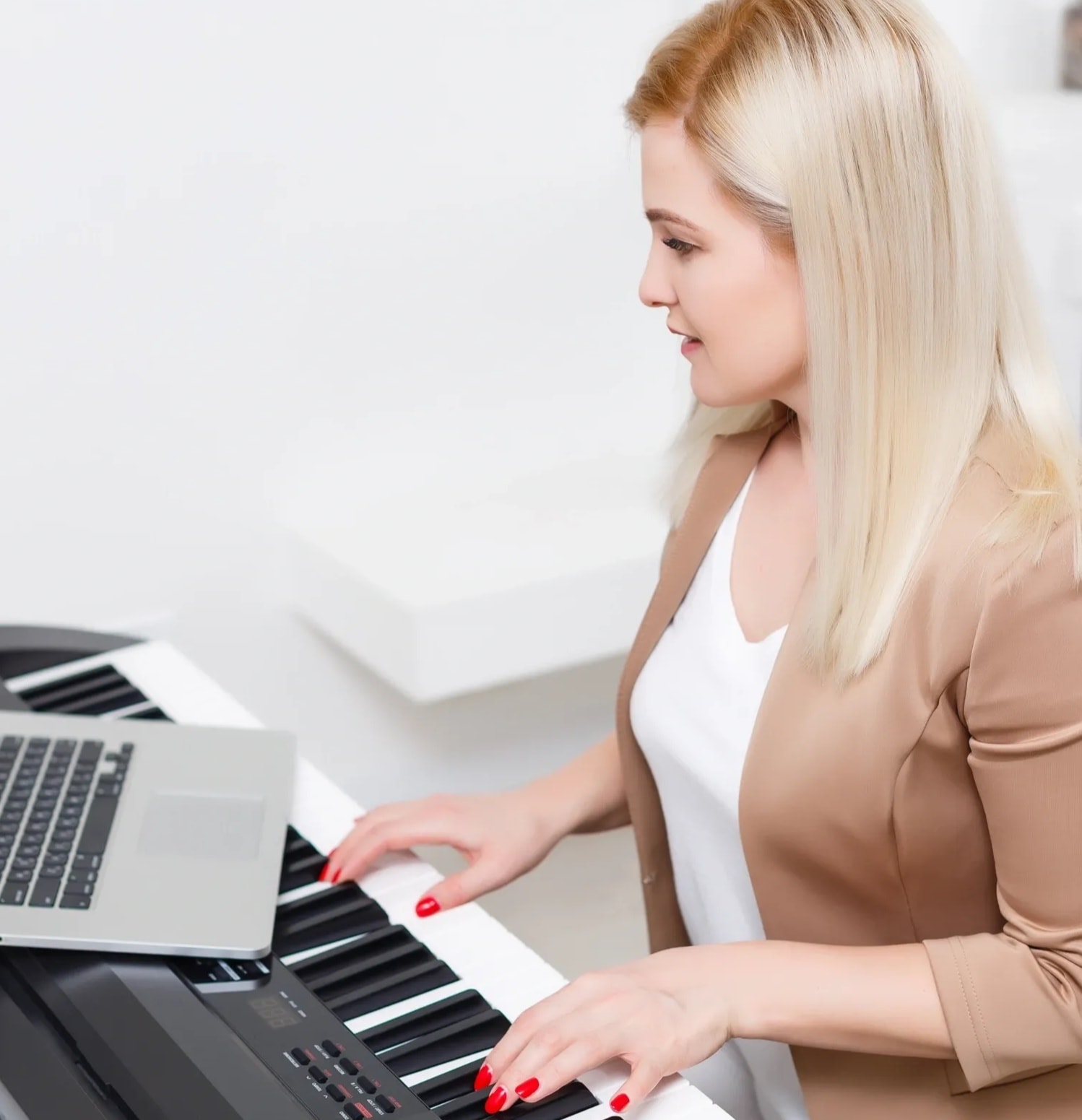 Musician playing a keyboard